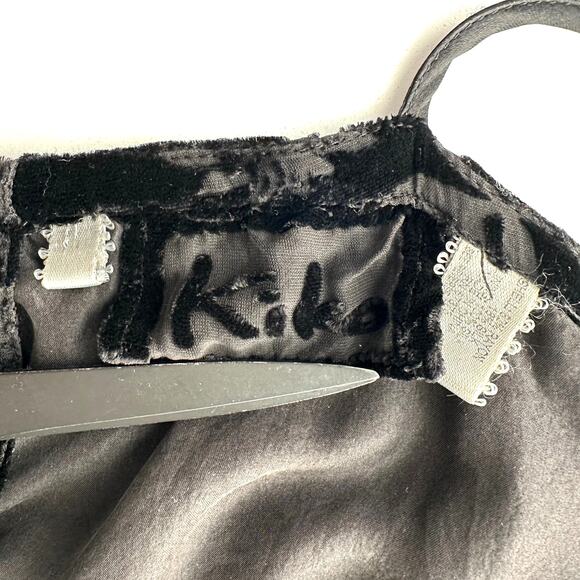 Kiko VTG Velvet Burnout Empire Spaghetti Strap Slip Black Long Dress M / L - Picture 9 of 10